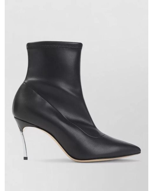 Casadei Black Blade Bootie Ankle Pump Metal Heel