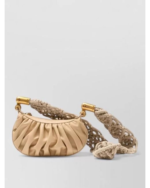 Balmain Natural Ebene Mini Leather Shoulder Bag
