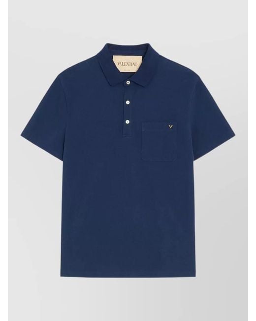 Valentino Garavani Blue Vlogo Cotton Piqué Polo Shirt for men