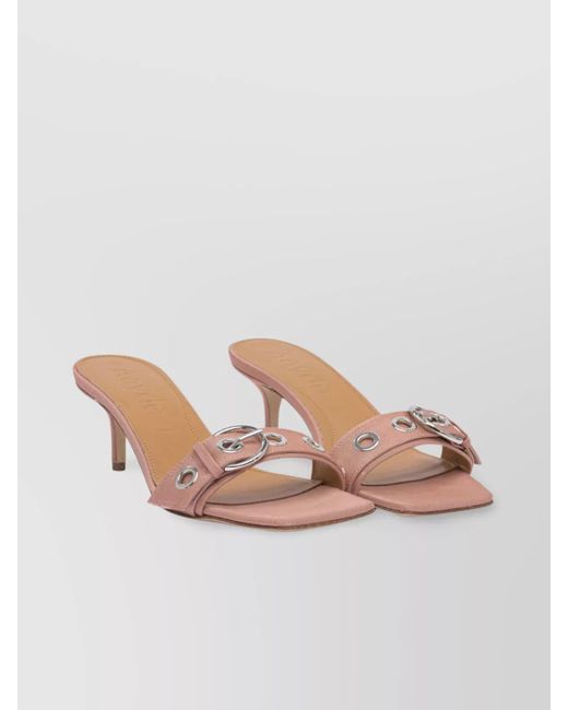 Aeyde Pink Sandals With Buckle Detail And Kitten Heel