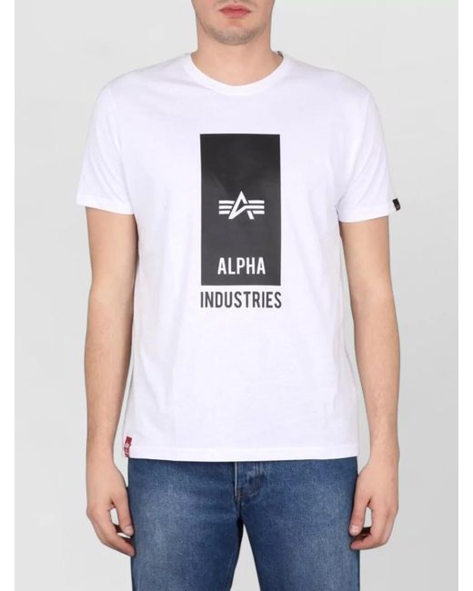 Alpha Industries Blue Logo Graphic Short Sleeve Crew Neck T Shirt for men