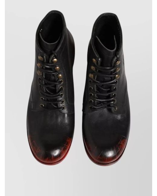 Dolce & Gabbana Black Leather Lace-Up Ankle Boots for men