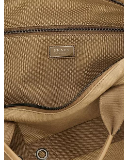 Prada Natural Canvas Travel Bag Shoulder Strap Design for men