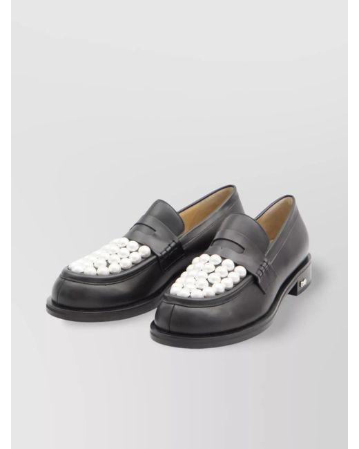 Mach & Mach Metallic Leather Embellished Loafers