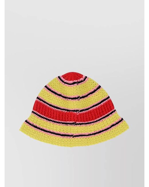 Stella McCartney Gray Striped Crochet Bucket Hat