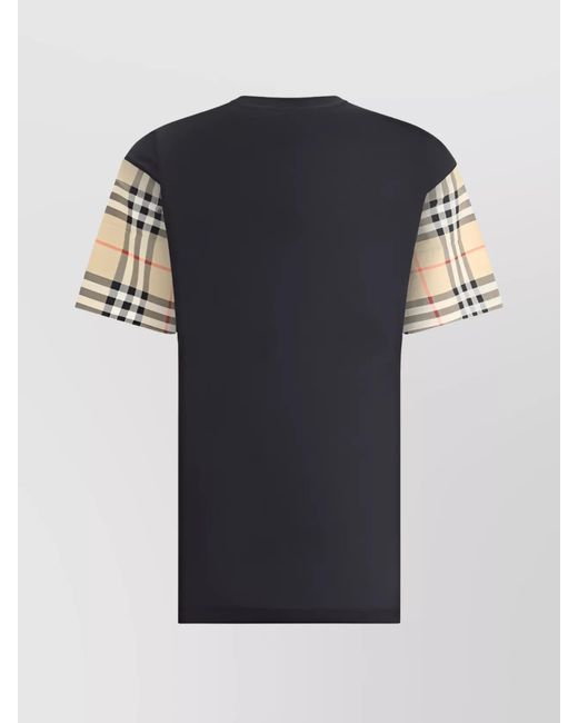Burberry Black Cotton Check Short-Sleeve T-Shirt