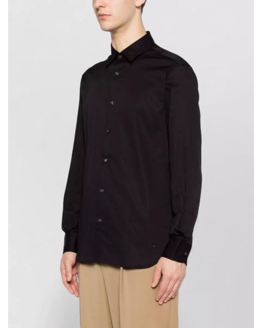 Emporio Armani Black Cotton Long-Sleeve Shirt for men
