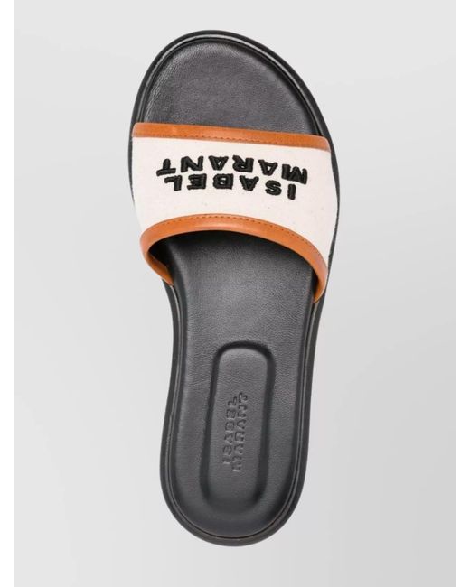 Isabel Marant Red Leather Trim Logo Flat Sandals