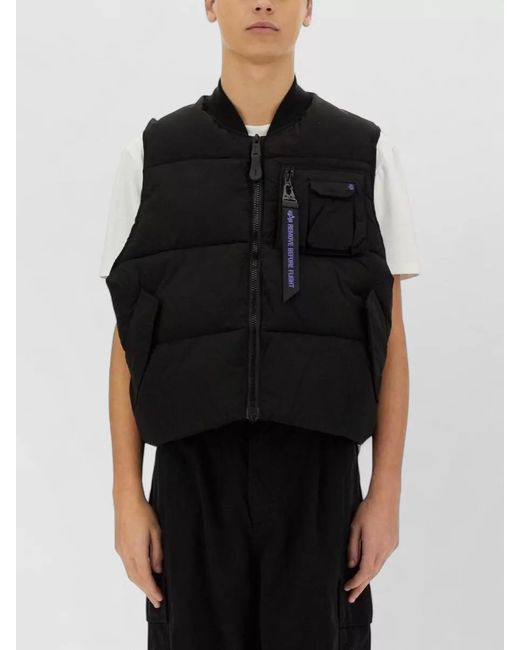Alpha Industries Black Sleeveless Ma 1 Padded High Neck Jacket