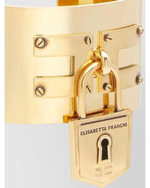 Elisabetta Franchi Metallic Padlock Cuff Bracelet Adjustable Fit