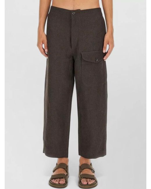 Uma Wang Natural Cropped Pants Elastic Waist Regular Fit for men