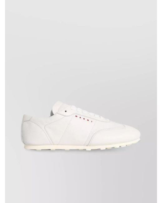 Marni White Leather Low-Top Sneakers