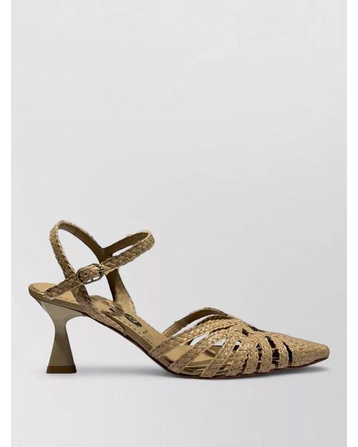 LA ROSE Metallic Moritz Strappy Pointed Toe Kitten Pumps