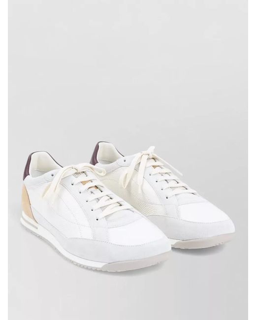 Brunello Cucinelli White Leather Low-Top Sneakers for men