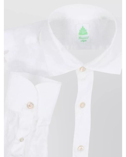 Finamore 1925 White Shirt Cuffs Button Down Collar Long Sleeves for men
