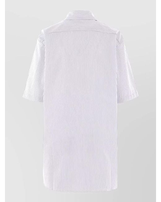 Niccolò Pasqualetti White Striped Shirt Ruffle Trim Collared Short Sleeves