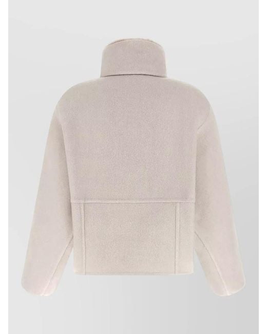 Brunello Cucinelli Natural Cropped Coat Virgin Wool Cashmere Blend