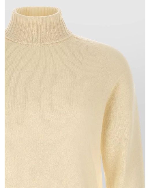Ma'ry'ya Natural Cashmere Wool Ribbed High Neck Sweater for men