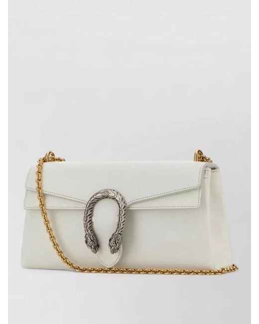 Gucci White Dionysus Leather Shoulder Clutch Chain Buckle