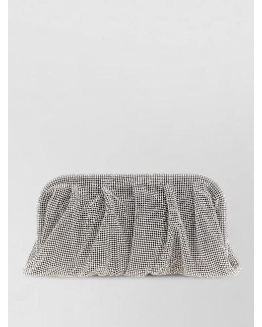 Benedetta Bruzziches Gray Crystal-Embellished Draped Clutch Bag