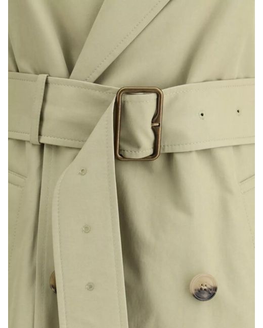 Burberry White Cotton Double-Breasted Belted Trench Coat