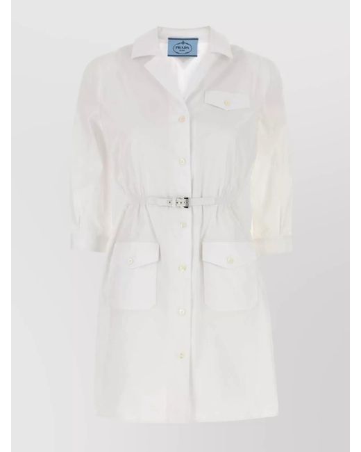 Prada White Cotton Poplin Shirt Mini Dress