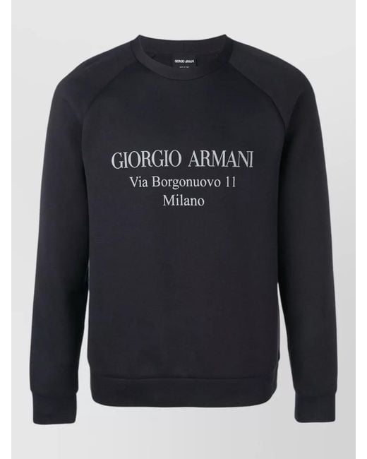 Giorgio Armani Blue Borgonuovo 11 Cotton Jersey Crew Sweatshirt for men