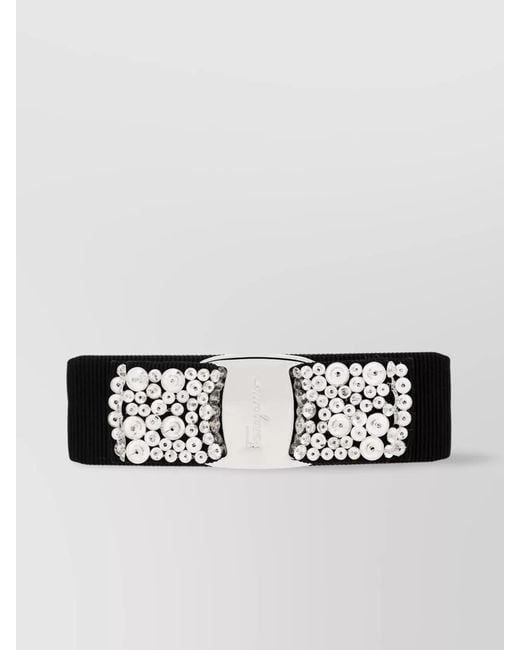 Ferragamo Metallic Crystal Bow Hair Clip