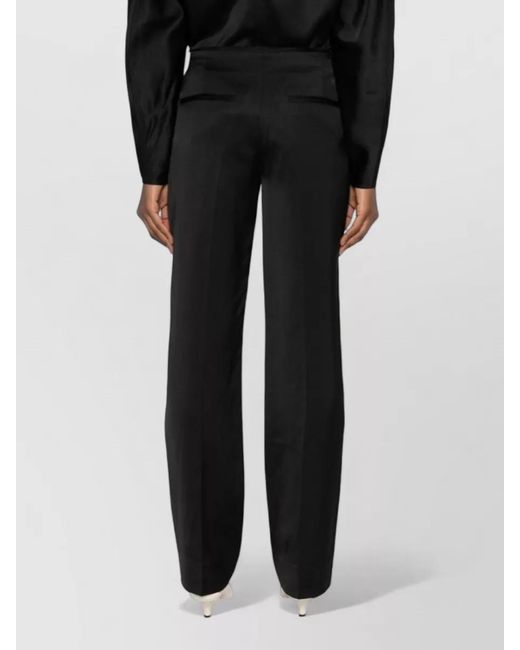 Totême  Black Linen Blend Trousers Straight Leg Tailored