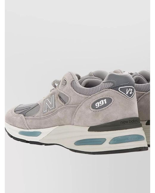 New Balance Gray Suede Leather And Mesh Low-Top Sneakers