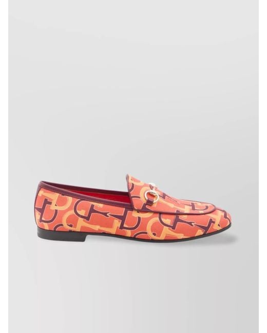 Gucci Red Jordaan Loafers Horsebit Detail