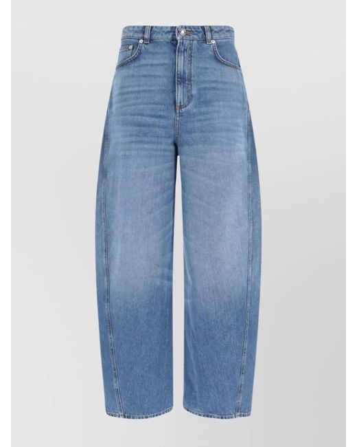 Givenchy Blue Wide-Leg Five-Pocket Belt Loops Back Patch