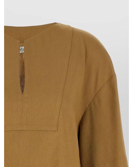 Max Mara Natural Sospiro Boat Neck Boxy Cropped Blouse