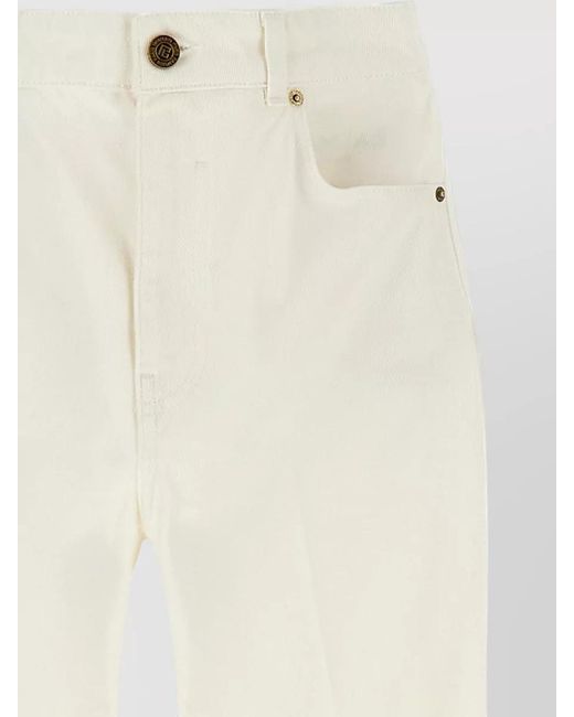 Balmain White Denim High-Rise Straight-Leg Jeans