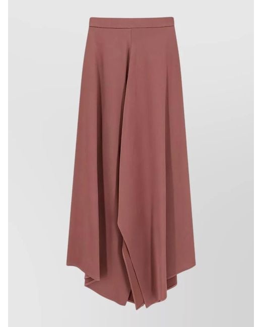 Alysi Multicolor Satin Skirt High Waist Asymmetric Flared