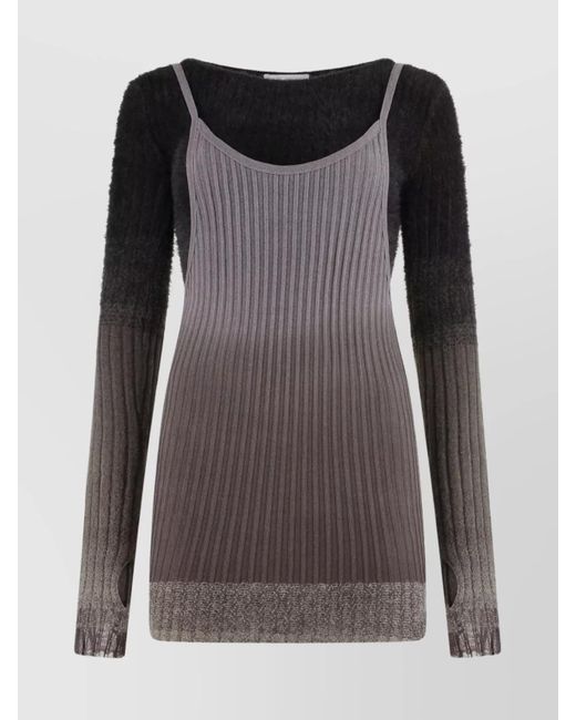 The Attico Black Ribbed Midi Dress