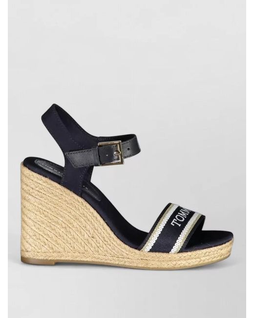 Tommy Hilfiger Black Leather Espadrille Sandals