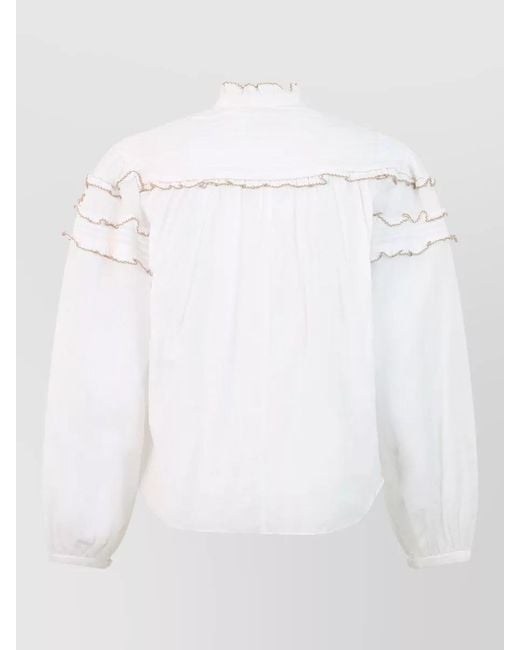 Isabel Marant White Blouse Featuring Flounces And Long Sleeves