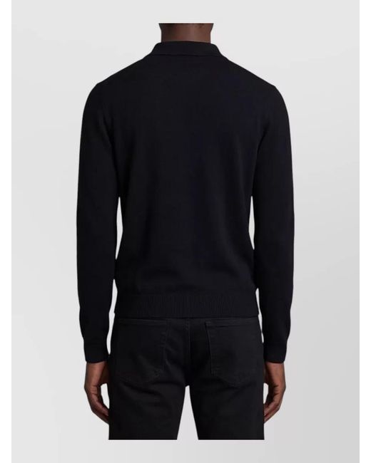 The Row Blue Cashmere Ribbed Long-Sleeve Polo Shirt for men