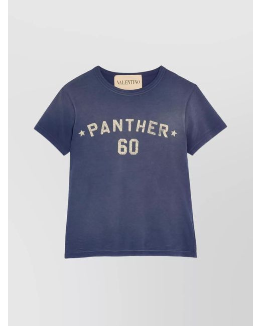 Valentino Blue Cotton Printed T-Shirt
