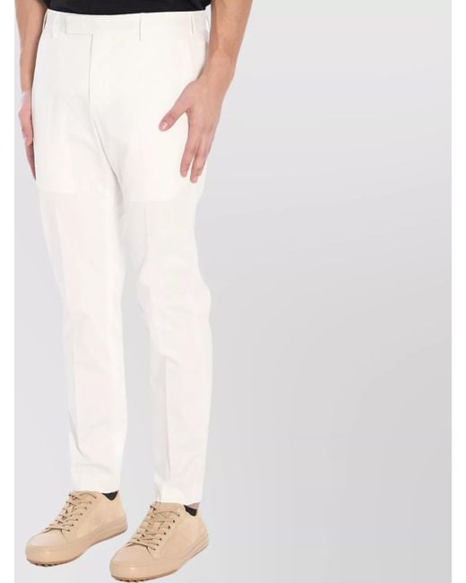 PT Torino White Slim Fit Cotton Blend Trousers With Pockets for men
