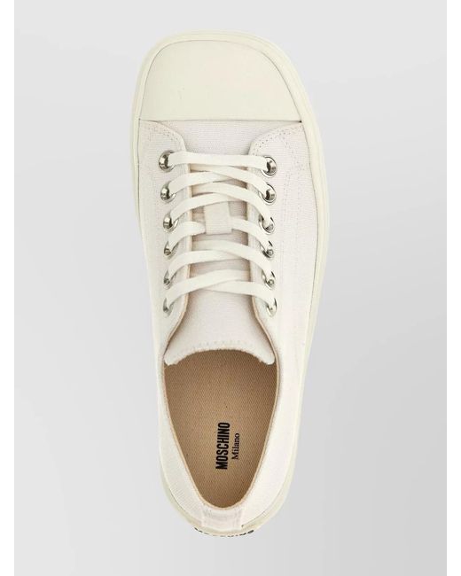 Moschino Natural Canvas Low-Top Sneakers