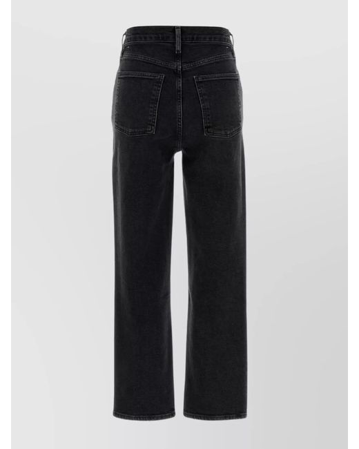 Agolde Black Stretch Denim Straight-Leg Jeans