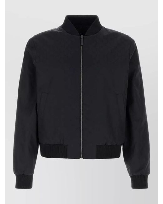 Gucci Blue Gg Reversible Faille Jacket Ribbed Trim for men
