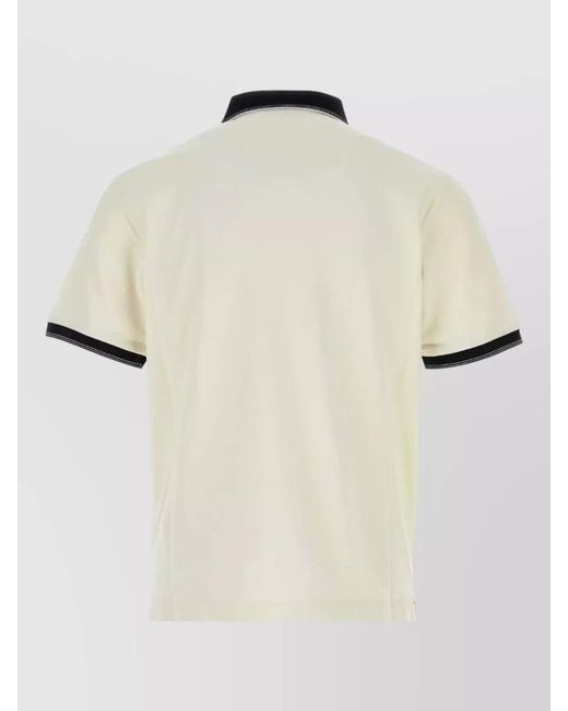 Prada Natural Piquet Polo Shirt Chest Pocket Contrasting Collar for men