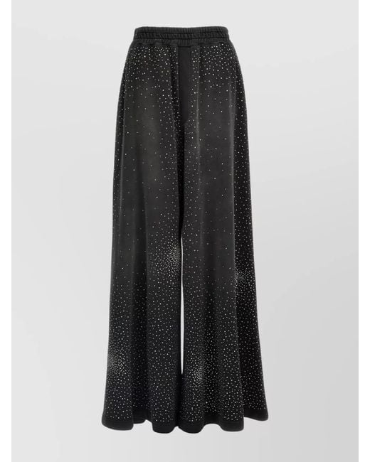 GIUSEPPE DI MORABITO Black Rhinestone Wide-Leg Trousers