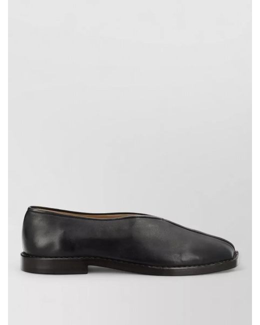 Lemaire Gray Leather Loafer Slipper Round Toe Piping for men