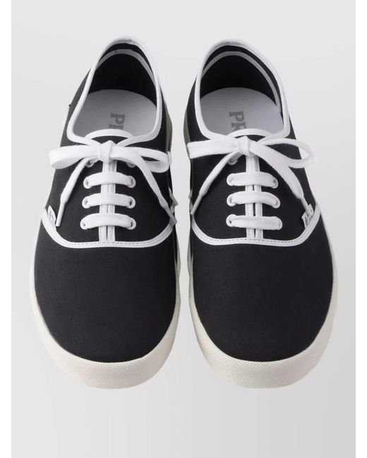 Prada White Lace Up Sneakers Contrast Trim Rubber Sole for men