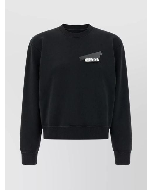 MM6 by Maison Margiela Black Cotton Logo-Patch Sweatshirt