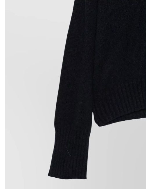 Roberto Collina Black Wool Camel Hair Long-Sleeve Ribbed-Cuff Knit Jumper